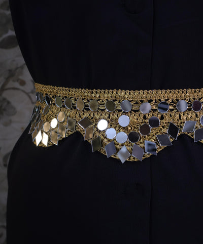 Bronze Gold Scalloped Mirror Waist Belt: Regal Cutwork Statement Jewelry