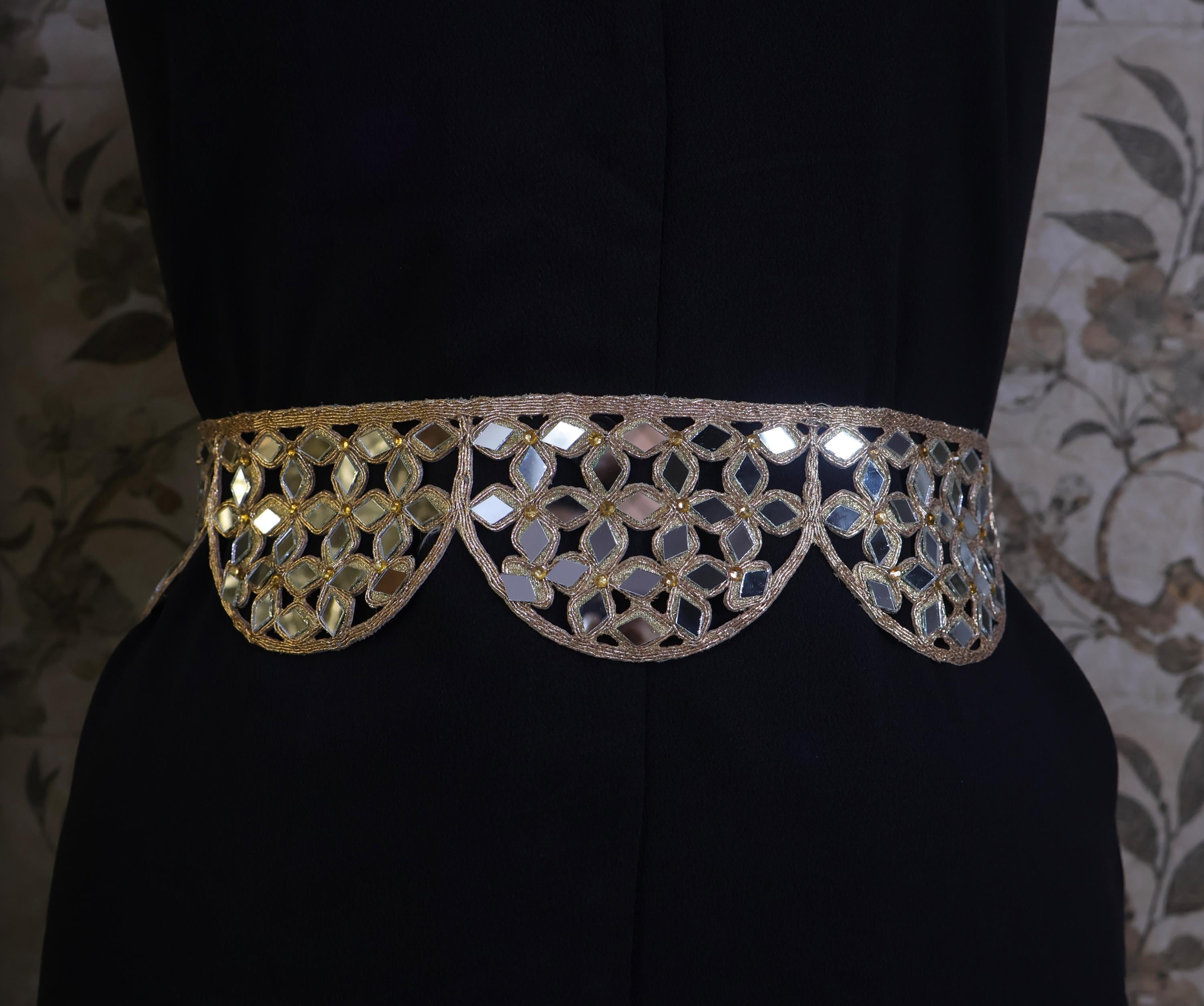 Rose Gold Mirrorwork Waist Belt: Handmade Saffron Festival Chain