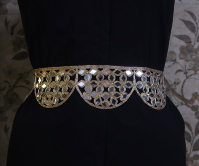 Rose Gold Mirrorwork Waist Belt: Handmade Saffron Festival Chain