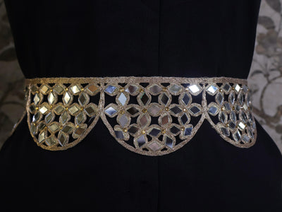 Rose Gold Mirrorwork Waist Belt: Handmade Saffron Festival Chain