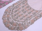 Pink/ Peach Embroidered Neckline Patch: Beaded Zari Sequin Indian Applique
