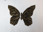 Embroidered Butterfly Applique Patch: Metallic Black & Silver Indian Design