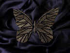 Embroidered Butterfly Applique Patch: Metallic Black & Silver Indian Design