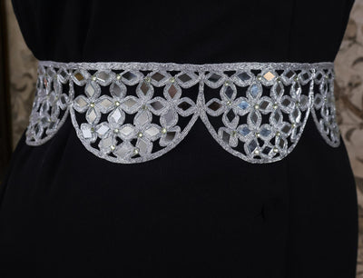 Silver Mirrorwork Waist Belt: Handmade Metallic Festival Chain Belt