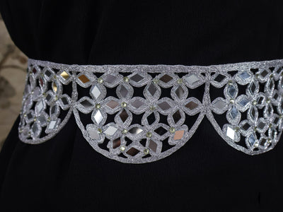 Silver Mirrorwork Waist Belt: Handmade Metallic Festival Chain Belt
