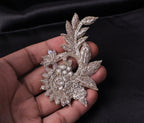 White Gold Floral Zardozi Embroidered Applique Patch (10x5 cm) 4 Pc