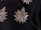 White Gold Floral Zardozi Embroidered Applique Patch (7x6 cm) 4 Pc