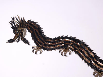 Silver/ Golden Dragon Patch: Embroidered Indian Applique 43cm Long