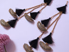 Black & Golden Tassel Latkans, Multi String Lehenga Tiebacks - 1 Pair