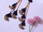 Navy Blue & Golden Tassel Latkans, Multi String Lehenga Tiebacks - 1 Pair