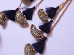 Navy Blue & Golden Tassel Latkans, Multi String Lehenga Tiebacks - 1 Pair