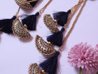 Navy Blue & Golden Tassel Latkans, Multi String Lehenga Tiebacks - 1 Pair