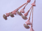 Peach Color Multi Fringe Pearls & Zircon Pillow Latkans Tiebacks - 1 Pair