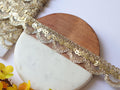 Narrow Golden Scallop Zari Lace Trim: Indian Sequin Border