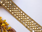 Golden Glam Mirror Border: Waist Belt Trim, 6cm Wide