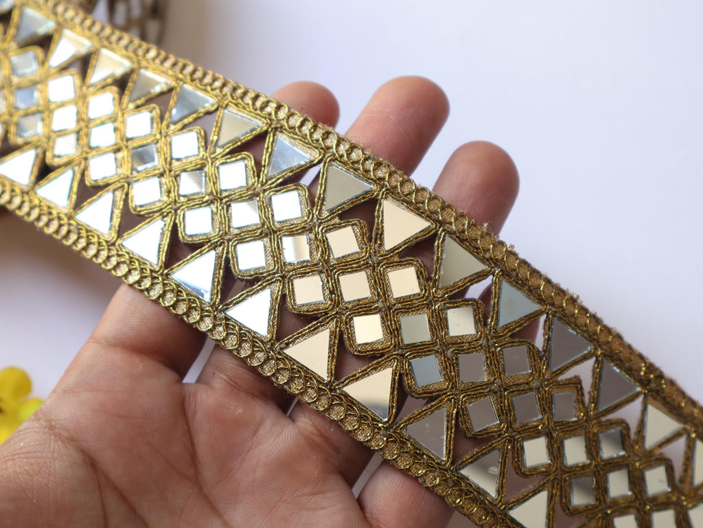 Golden Glam Mirror Border: Waist Belt Trim, 6cm Wide