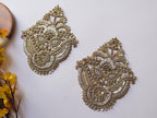Antique/ Clear Zardozi Embroidered Applique Patch - 1 Pair