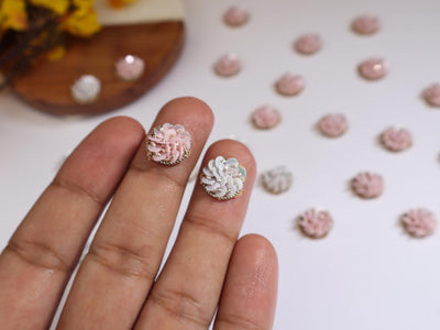 50 White/ Pink Sequin Applique Patches: Mini Embellishments