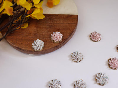 50 White/ Pink Sequin Applique Patches: Mini Embellishments