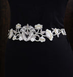 Hand Embroidered Floral Waist Belt: Vintage Style Off White Belt