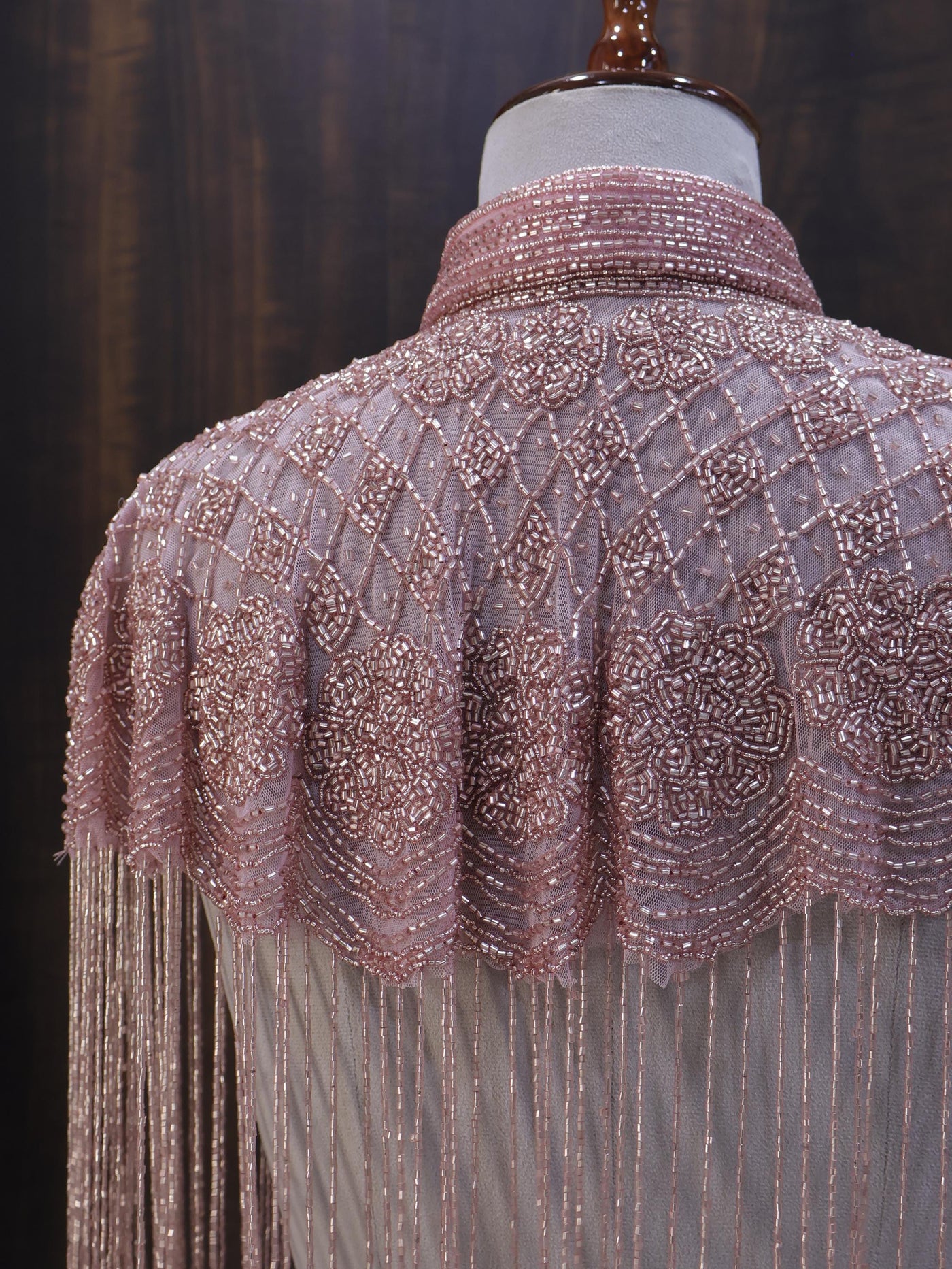 Rose Gold Beaded Bridal Cape: Wedding & Evening Cover-Up Shrug