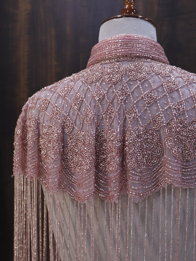 Rose Gold Beaded Bridal Cape: Wedding & Evening Cover-Up Shrug