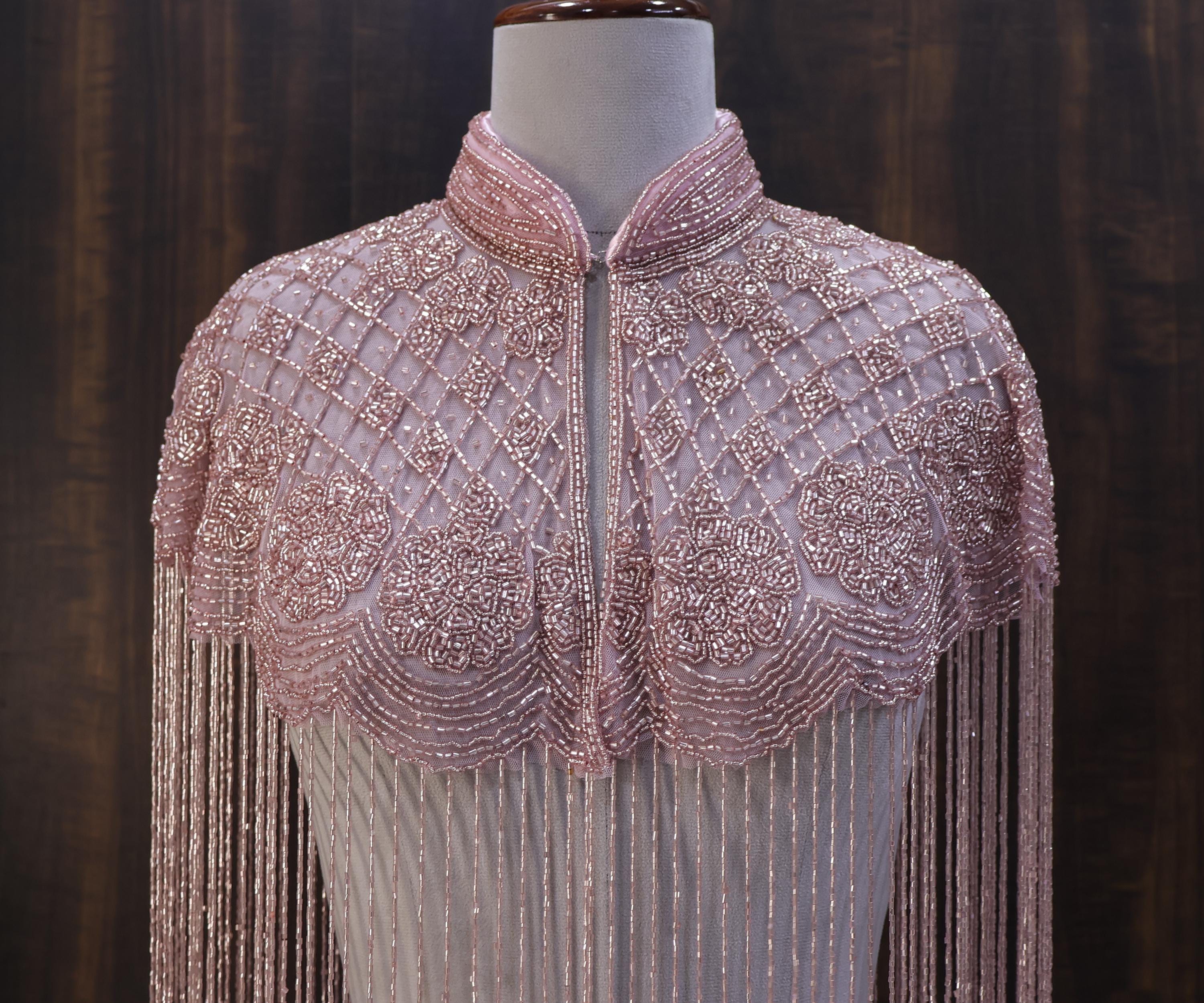 Rose Gold Beaded Bridal Cape: Wedding & Evening Cover-Up Shrug