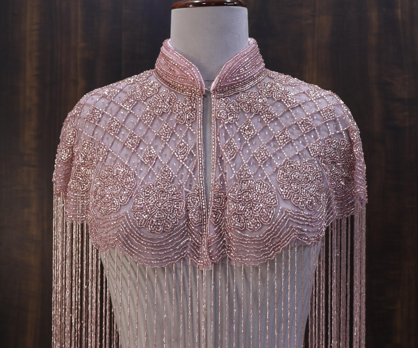 Rose Gold Beaded Bridal Cape: Wedding & Evening Cover-Up Shrug