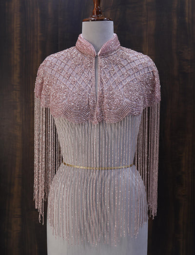 Rose Gold Beaded Bridal Cape: Wedding & Evening Cover-Up Shrug