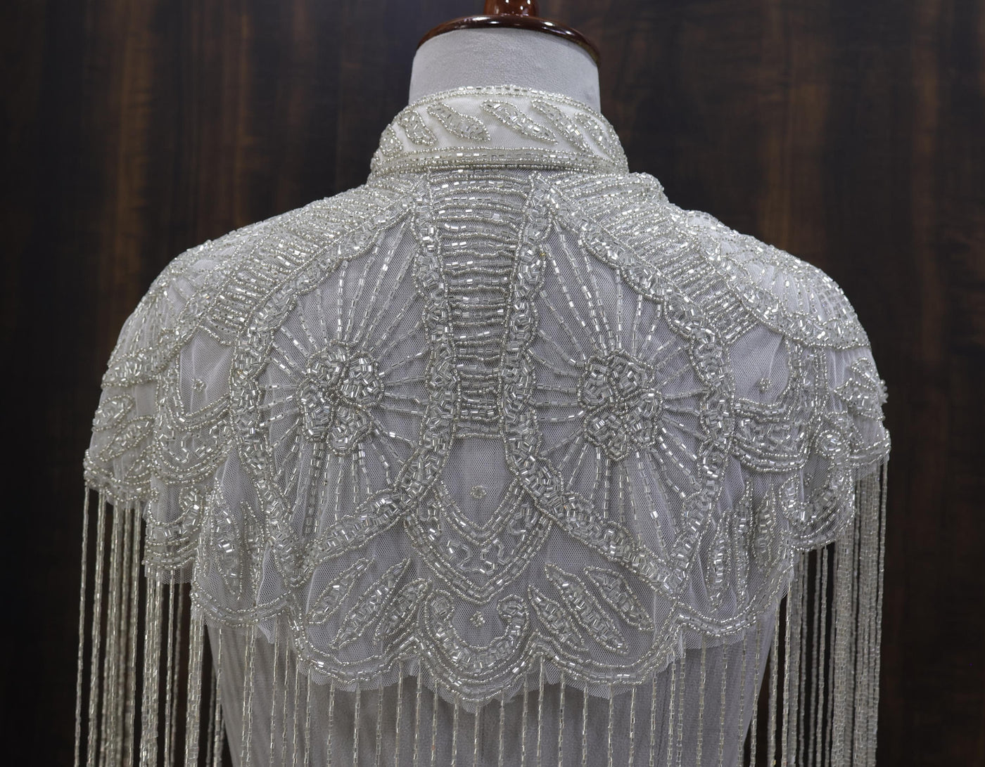White/ Silver Beaded Bridal Cape: Wedding & Evening Cover-Up Shrug