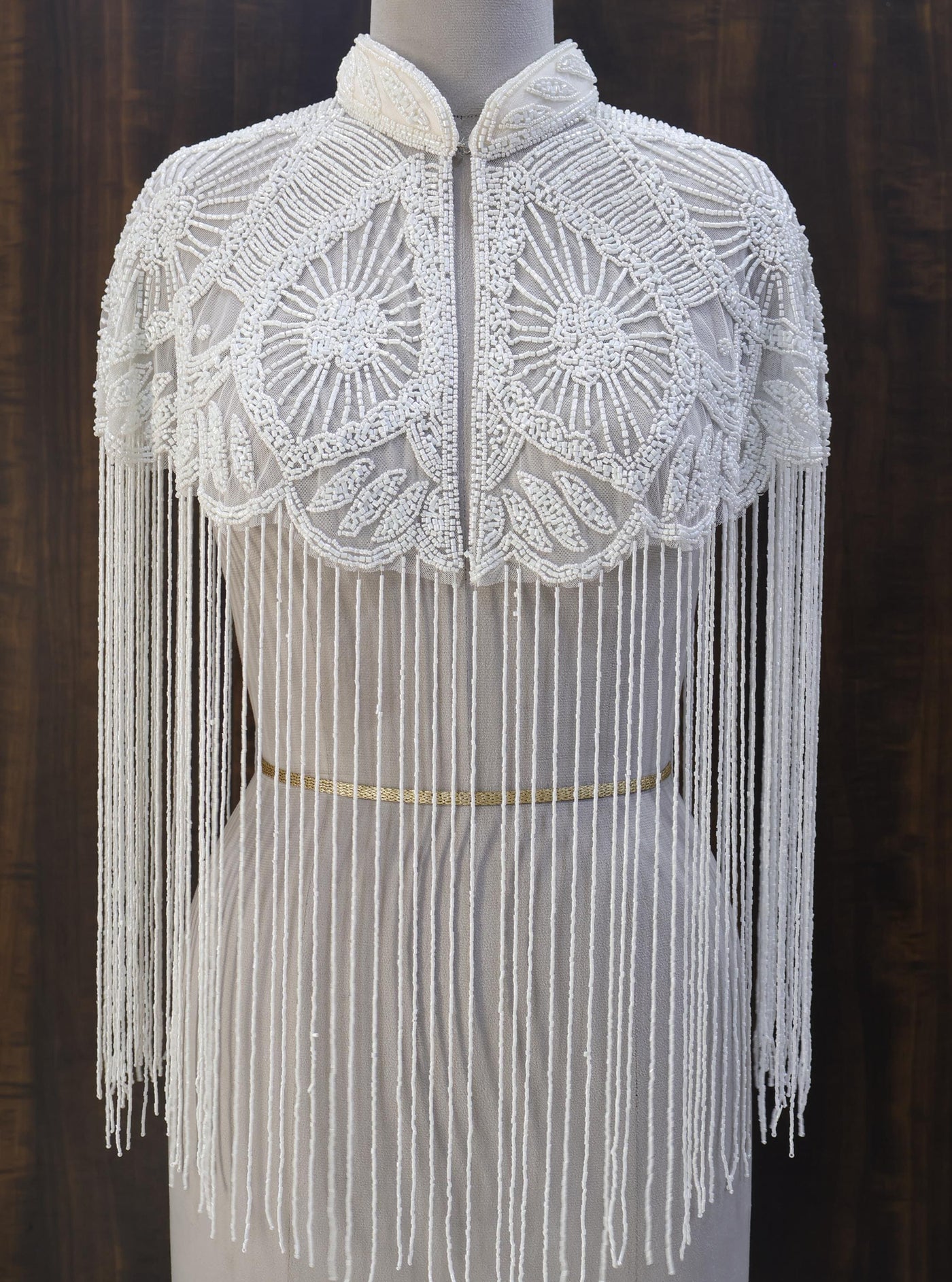 White/ Silver Beaded Bridal Cape: Wedding & Evening Cover-Up Shrug