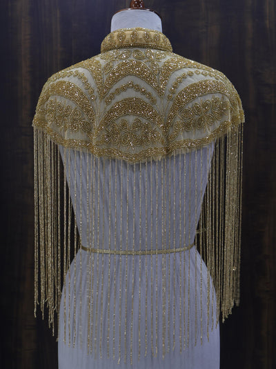 Black/ Golden Beaded Bridal Cape: Wedding & Evening Cover-Up Shrug