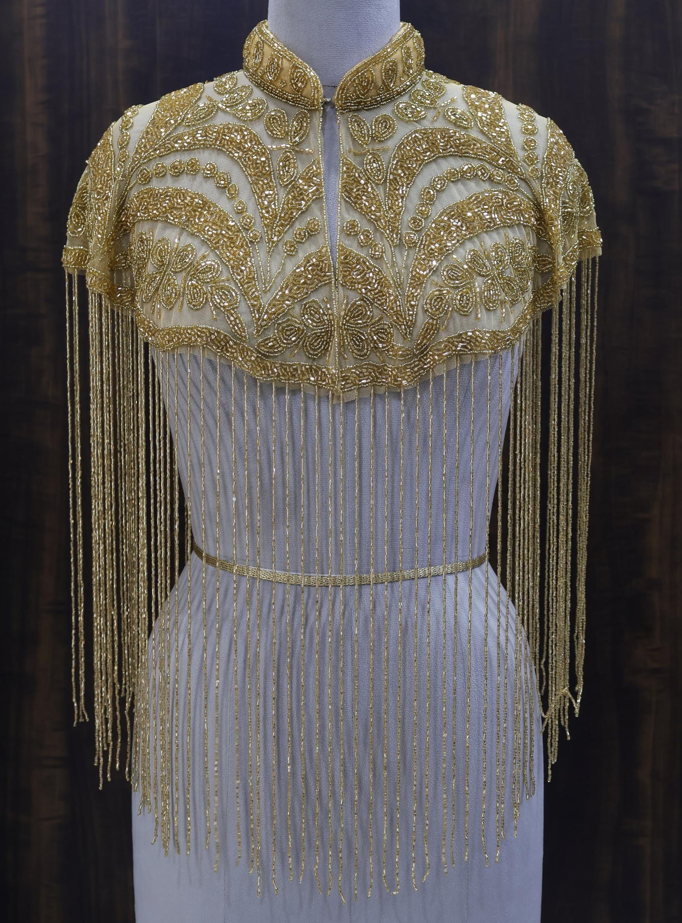 Black/ Golden Beaded Bridal Cape: Wedding & Evening Cover-Up Shrug