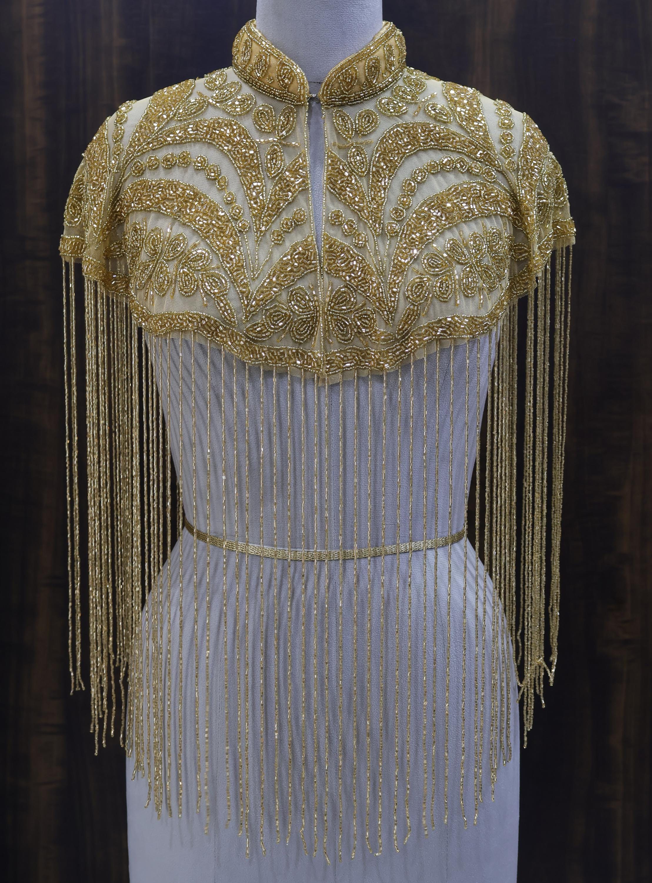 Black/ Golden Beaded Bridal Cape: Wedding & Evening Cover-Up Shrug