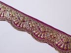 Pink/ Purple Zari Embroidered Trim: Floral Indian Sari Lace 9 Yards