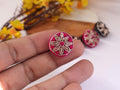 Magenta/ Black Hand Embroidered Button Set: (Pack of 6)
