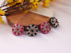 Magenta/ Black Hand Embroidered Button Set: (Pack of 6)