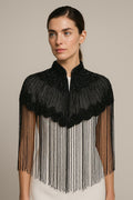 Deep Black Beaded Bridal Cape: Wedding & Evening Cover-Up