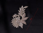 White Gold Floral Zardozi Embroidered Applique Patch (10x5 cm) 4 Pc