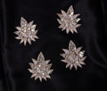 White Gold Floral Zardozi Embroidered Applique Patch (7x6 cm) 4 Pc