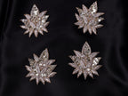 White Gold Floral Zardozi Embroidered Applique Patch (7x6 cm) 4 Pc