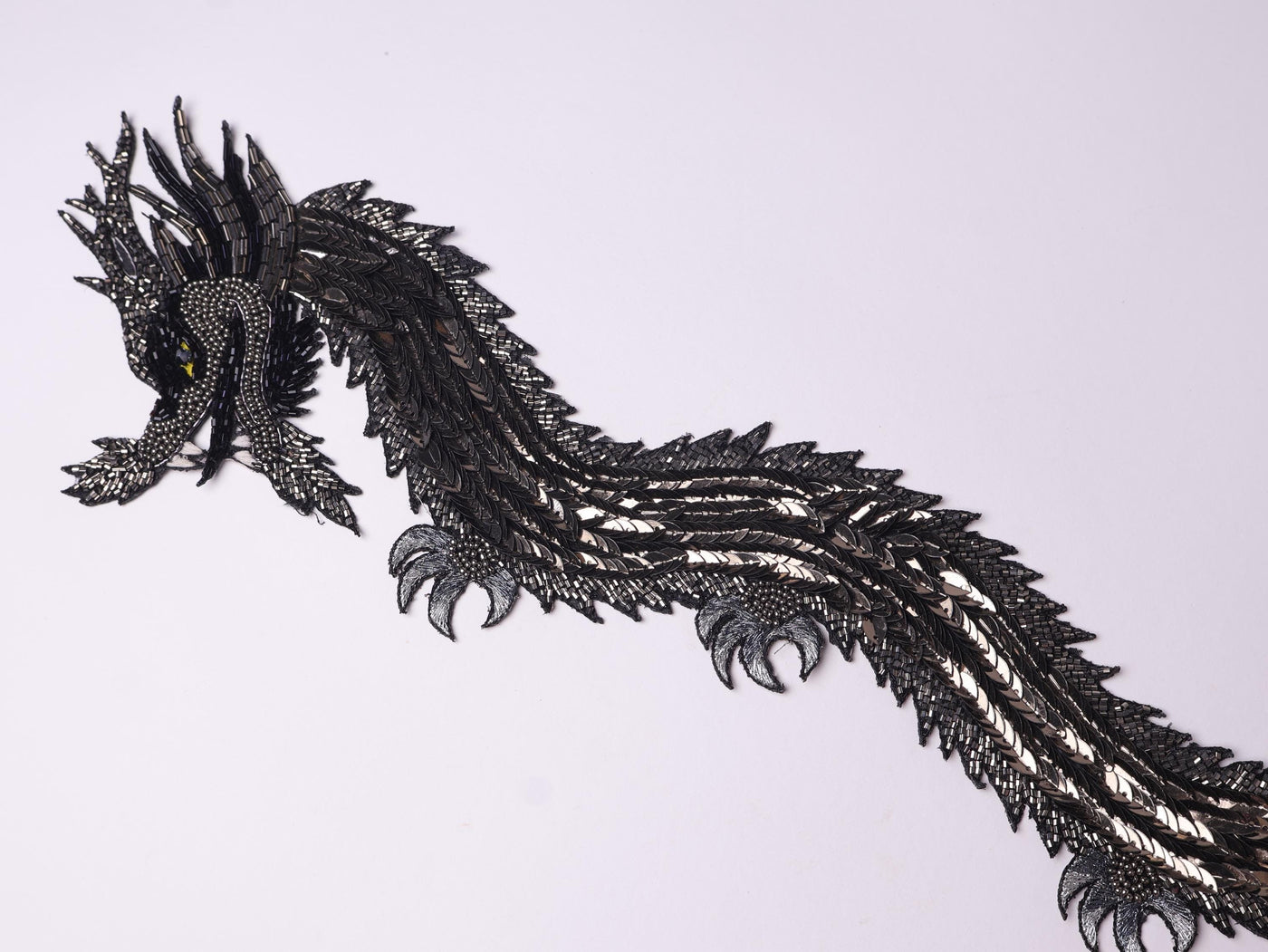 Silver/ Golden Dragon Patch: Embroidered Indian Applique 43cm Long