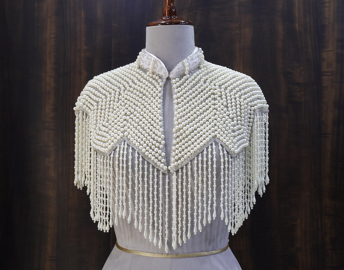 White Pearl Beaded Cape: Wedding & Evening Cover-Up Shrug