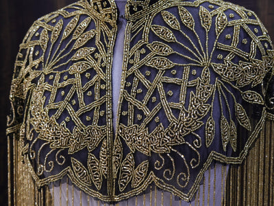Black Golden Beaded Cape: Wedding & Evening Cover-Up Shrug