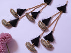 Black & Golden Tassel Latkans, Multi String Lehenga Tiebacks - 1 Pair
