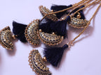 Navy Blue & Golden Tassel Latkans, Multi String Lehenga Tiebacks - 1 Pair