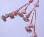 Peach Color Multi Fringe Pearls & Zircon Pillow Latkans Tiebacks - 1 Pair