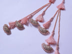 Peach Color Multi Fringe Pearls & Zircon Pillow Latkans Tiebacks - 1 Pair