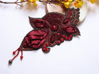 Dark Maroon Vintage Applique Patch: Hand Embroidered Beads Patch