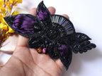 Wine Purple Vintage Applique Patch: Hand Embroidered Beads Patch